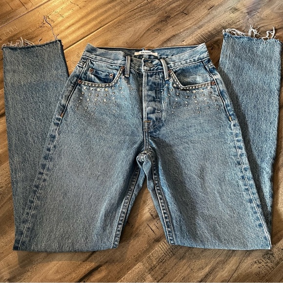 GRLFRND Karolina jeans in Glamrock new without tags studs & rhinestones diamonds - Picture 4 of 7